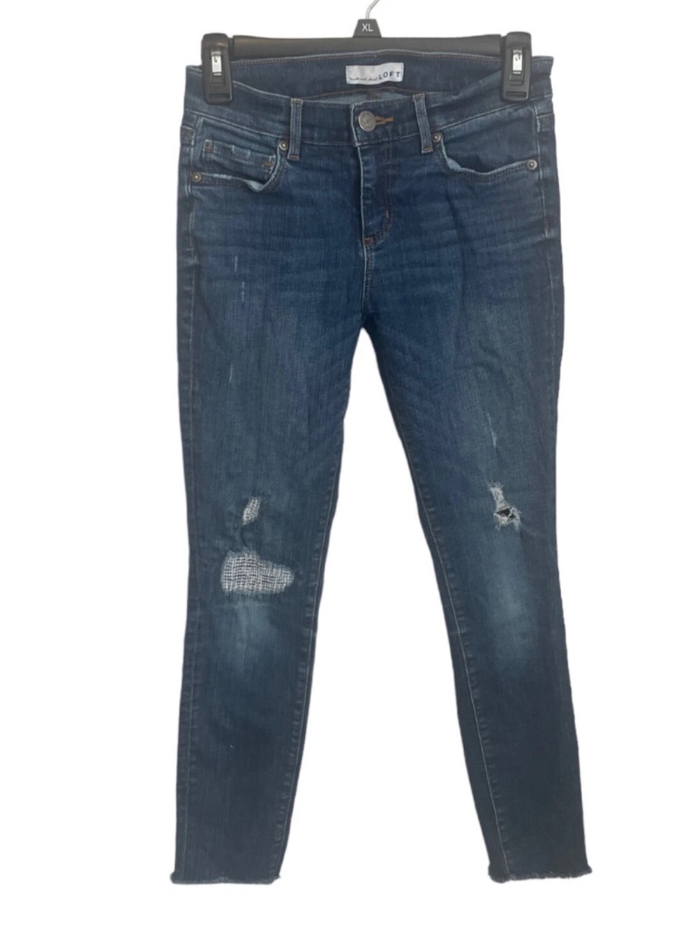 LOFT Modern Skinny Jeans Size 00 NWT Distressed Raw Hem Denim